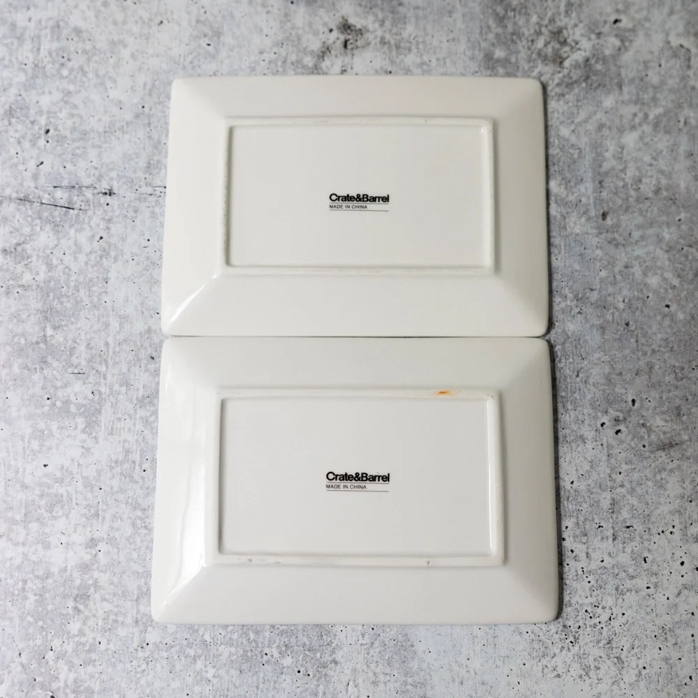 Set of 6 Vegetable Seed Packet Appetizer Snack Plates CRATE & BARREL Ceramic EUC
